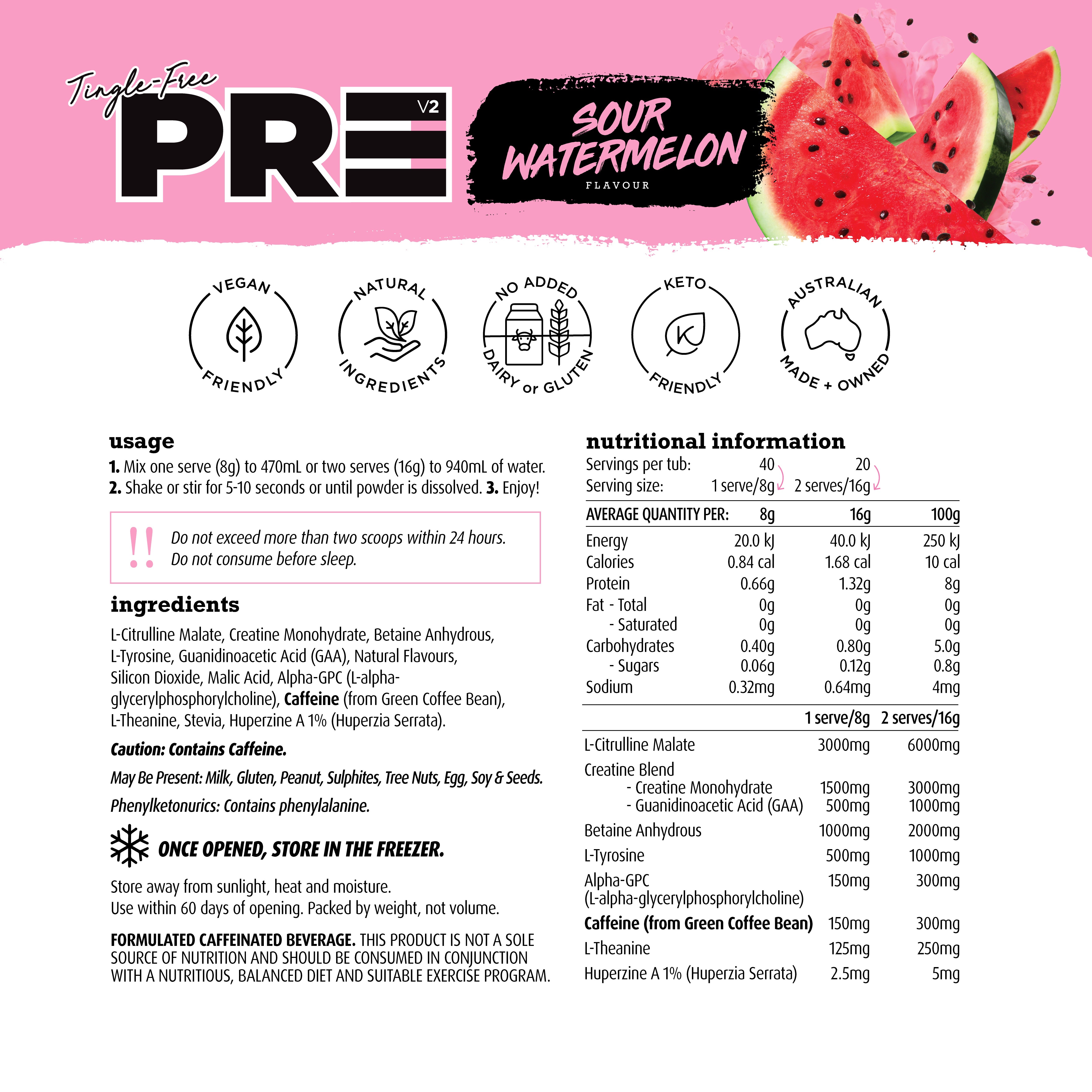 Buy White Wolf Nutrition Tingle Free PR3 Sour Watermelon 320g Online