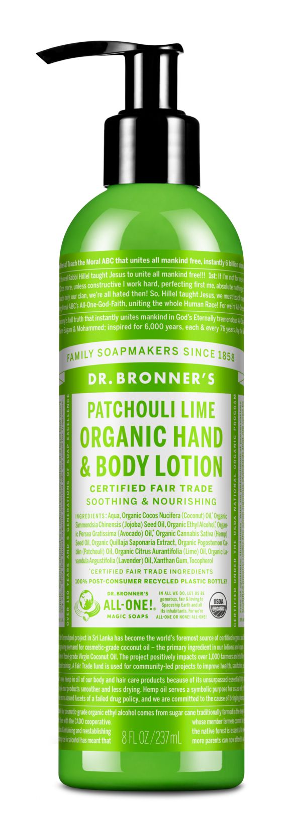 Buy Dr Bronner's Organic Lotion Patchouli Lime 237ml Online