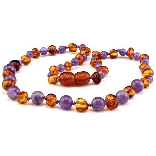 Baltic Babies Necklace Amethyst Honey Amber - Main Image