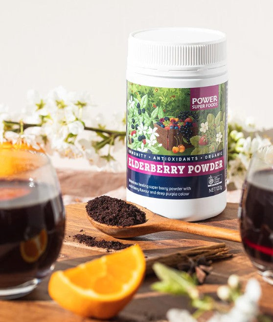 View of Buy Power Super Foods Elderberry Powder Certified Organic 120g Online