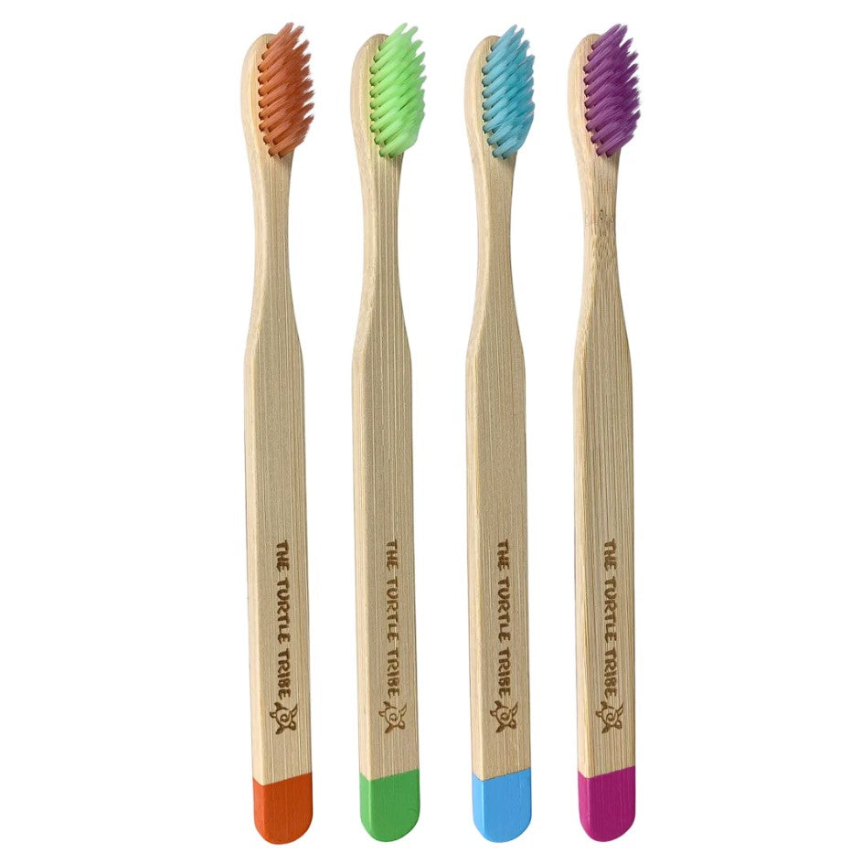 Buy The Turtle Tribe Bamboo Toothbrushes MEDIUM 4pk - Box of 8 Online