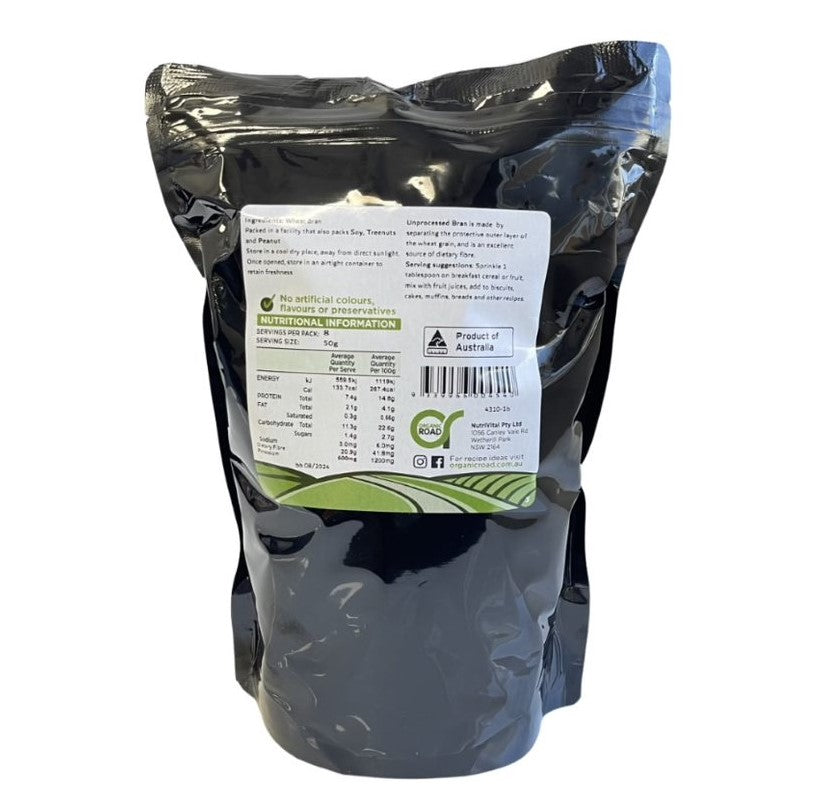 Buy Organic Road 100% Pure Organic Unprocessed Bran 375g Online
