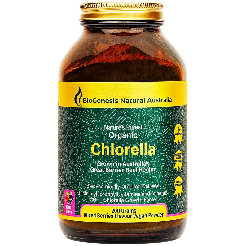 Buy BioGenesis Natural Australia Organic Chlorella Mixed Berries Powder
